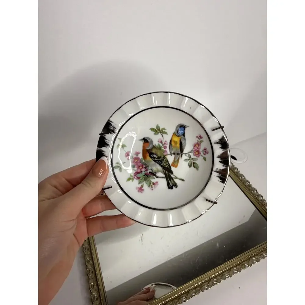 Vintage Japan Bird Plate Gold Trim Porcelain Wall Gallery Decor to Hang